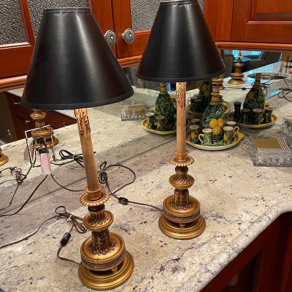 Other - Pair of Antique Gold buffet Lamps